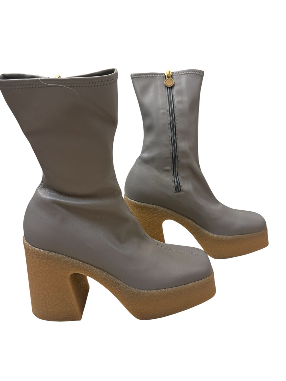 Stella McCartney Skyla Grey Platform Sock Ankle Boots